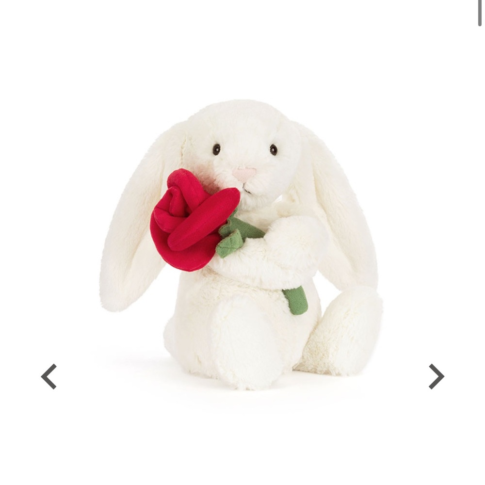 Jellycat bunny with rose new w tags